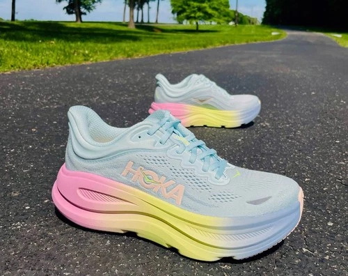 New Hoka Bondi 9 Womens Color Glimmering Blue/Overcast Size 9