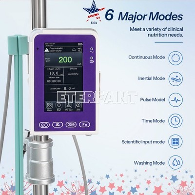 ETERFANT Touch Screen Enteral Feeding Pump liquid warmer Function w/ Pole Clamp