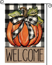 Fall Thanksgiving Pumpkin Welcome Garden Flag 12X18 Inch