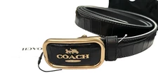 COACH Women's Buckle Belt  XL - L - M - S - Cut-To-Size❤️ Gold/Black Color NWT