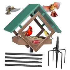 Adjustable Platform Bird Feeder for Outside, Recycled Plastic, Metal Brown