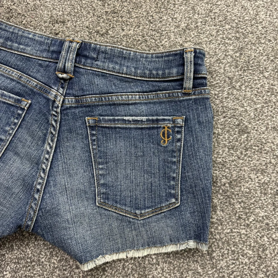 Y2K vintage Juicy Couture low rise denim mini shorts faded fraying hem - Image 2 of 4