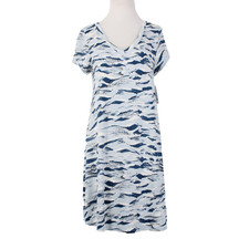 Aline Dress NEW $88 Monstera Bay Sz XLP Blue White Hawaii Made Rayon Spandex