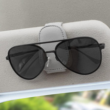 Magnetic Leather Sunglass Holder for Car Visor - Gray (1PC)