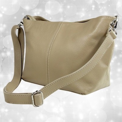 Toscanto Damen Schultertasche Umhängetasche Leder Tasche taupe beige OTT829SN