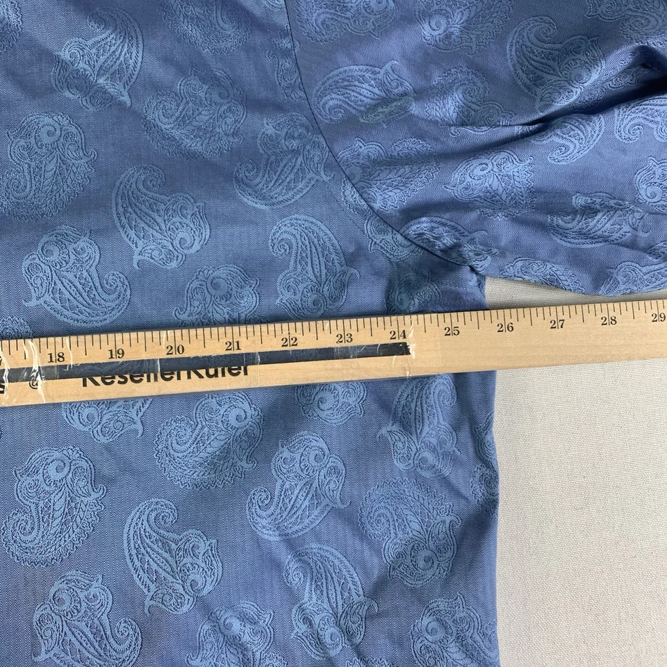 Robert Graham Shirt Men XXL Paisley Jacquard Floral Flip Cuff Blue Classic Fit - Image 4 of 4