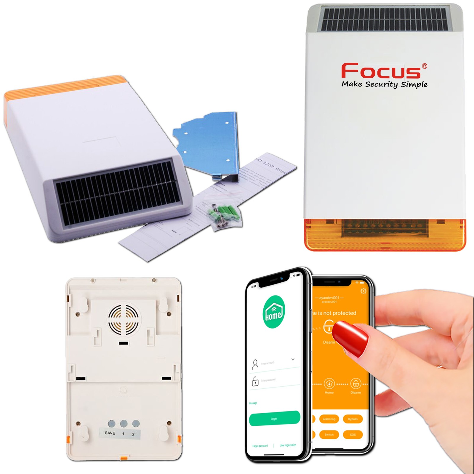 Sirène photovoltaïque MD-326R Atlantic's avec flash et alerte 110dB orange