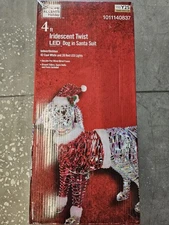 Home Accents Holiday 4ft Iridescent Twist Led Dog In Santa Suit - New 
