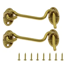 2Pcs Solid Brass Barn Door Lock 3 Inch Privacy Cabin Door Hook Latch & Eye fo...