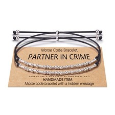 Partners in Crime Morse Code Bracelets for Women 2 Best Friend Matching Friendsh