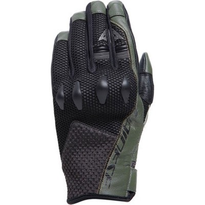 Dainese Karakum Ergo-Tek Sommer Leder Motorrad Handschuhe schwarz / grün