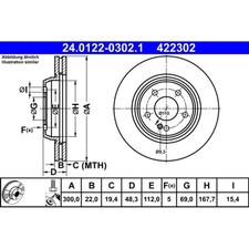 Bremsscheibe ATE 24.0122-0302.1 (2 Stk.) für Mercedes-Benz C Bremsscheibe ATE 24.0122-0302.1 (2 Stk.) für Mercedes-Benz C