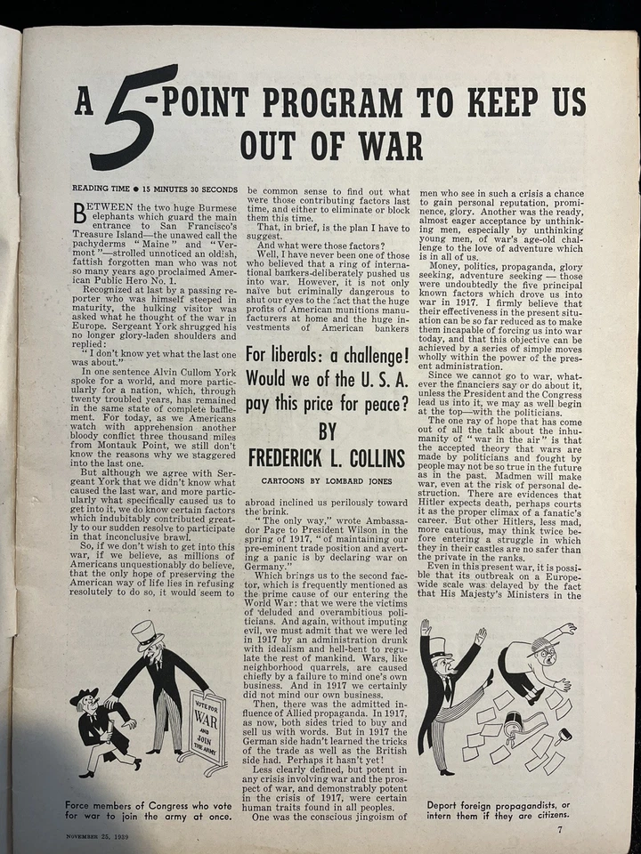 LIBERTY MAGAZINE: Nov. 25, 1939. Cover Is Not Attached But The Rest Is Intact. - Image 4 of 4