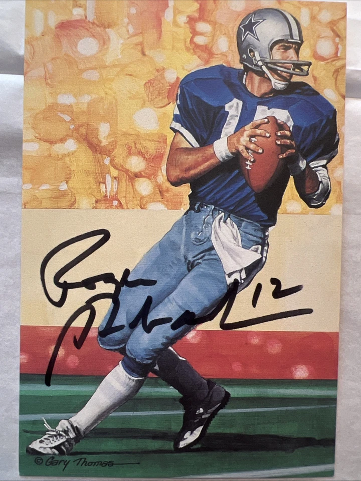 Roger Staubach Signed Card Pro Football Hall of Fame Art Series Dallas Cowboys - Image 2 of 4