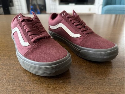 Old School Bmx Vans Red/Maroon Suede Canvas Shoes Men s Size 7 Us Woman s 8.5