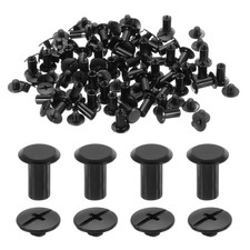 50X M5 x 10mm Chicago Screw Metal Stud Screw Rivets for Leather Black