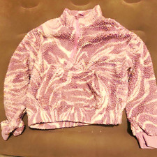 Hippie Rose Women’s XS Purple/White Abstract Fleece 1/4 Zip Mock Sweatshirt