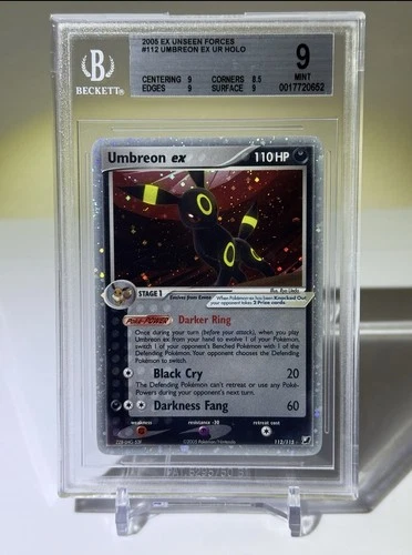 Pokémon TCG Umbreon EX 112/115 Unseen Forces 2005 Holo Rare Card Swirl BGS 9