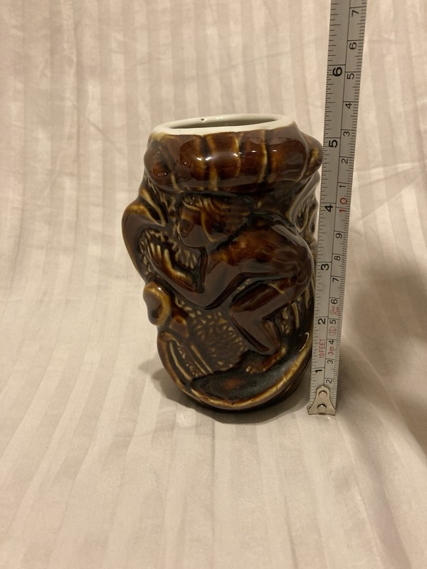Vintage Daga Hawaii Tiki Surfer Mug Hawaiian Mug Brown Glaze Cup No Flaws