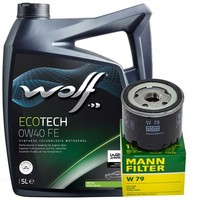 MotoröL Set Wolf oil 0W40 5 Liter + ÖLfilter FüR Dacia Logan Duster Renault 1.5