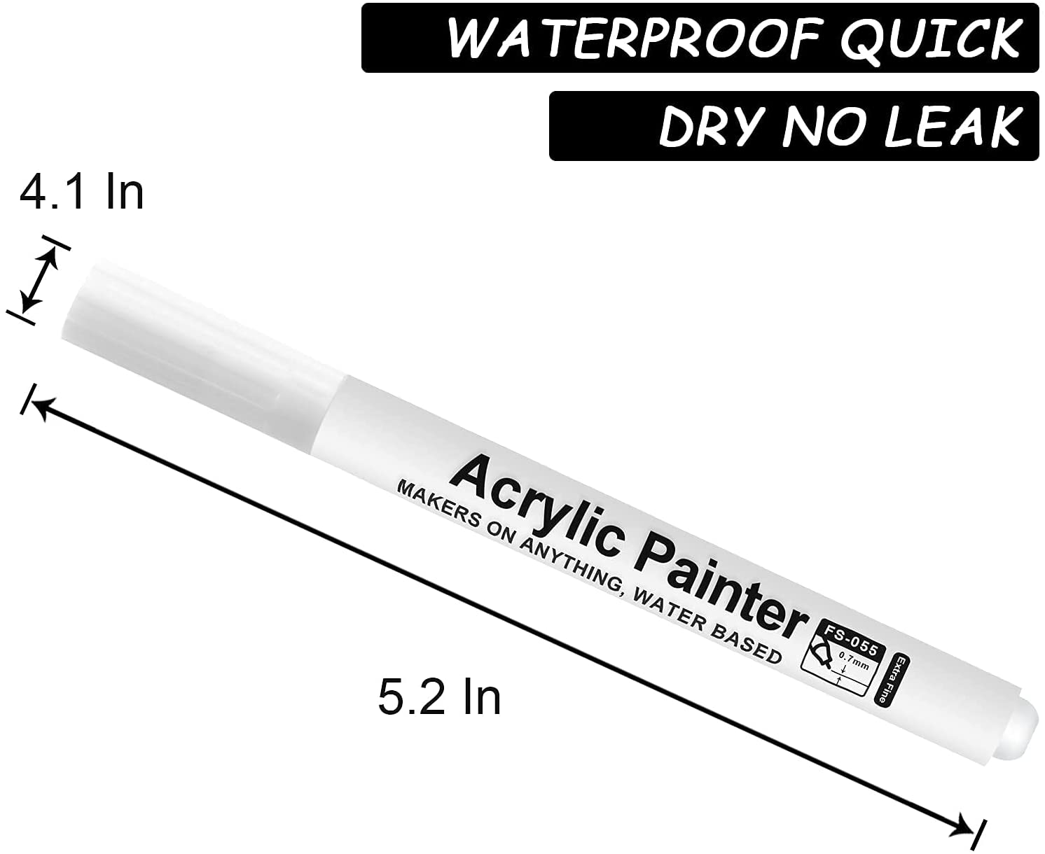 Acrylic Paint Pens, Set of 6 Permanent Markers 0.7mm Extra Fine Point