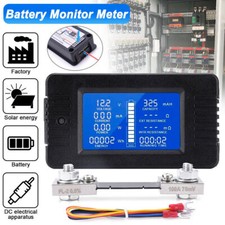 0-200V LCD Display DC Battery Monitor Meter Volt Amp fit Cars RV Solar System