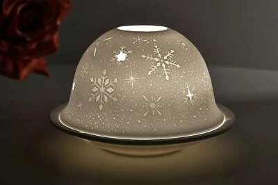 Domelight 32006 Schnee Teelichthalter Windlichthalter Deko Porzellan Kerze - Bild 1 von 4