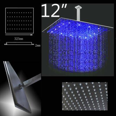 12'' Square Rainfall LED Shower Head, Oil Rubbed Bronze Finish by Cascada Showers