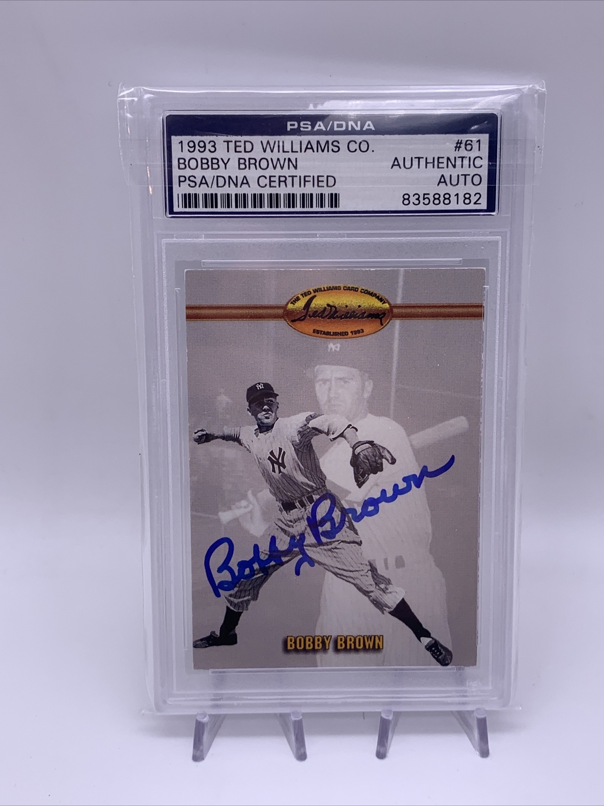 BOBBY BROWN SIGNED 1993 TED WILLIAMS COMPANY CARD PSA/DNA NEW YORK YANKEES WSC