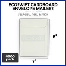 4000 7 x 9 EcoSwift White CD/DVD Photo Shipping Flats Cardboard Envelope Mailers