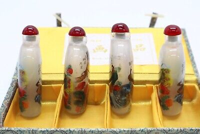 Buy 4pc Chinese Painted Fine Works Of Inside-Painting Glass Snuff Bottle #125