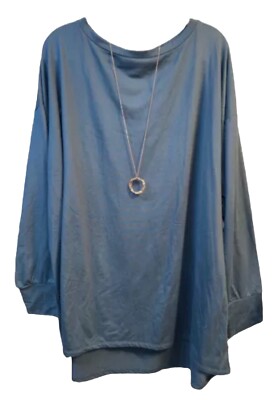 NEW LuLaRoe 3XL Solid Stone Blue Nora Boat Neck Oversized Top