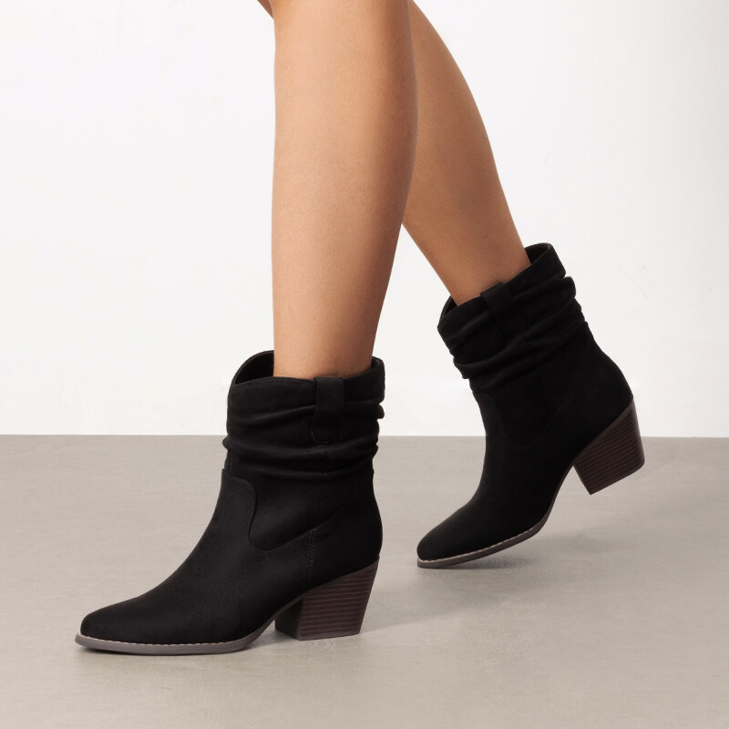 Ankle Boots Mid Calf Black Suede Womens Boots Women Mid-Calf - Main Image