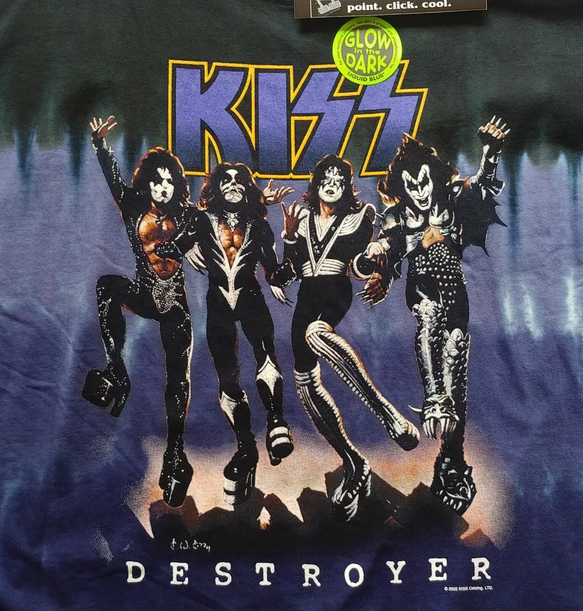 KISS T-Shirt Destroyer Glow In The Dark Tie Dye Shirt XL UNWORN