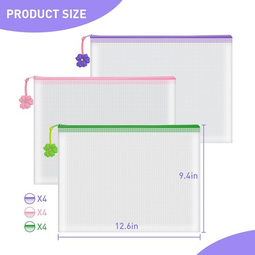 12pcs Mesh Zipper Pouch Bags Plastic Zipper Pouches 12.6x9.4 in Zipper Pouch ... - Picture 2 of 6