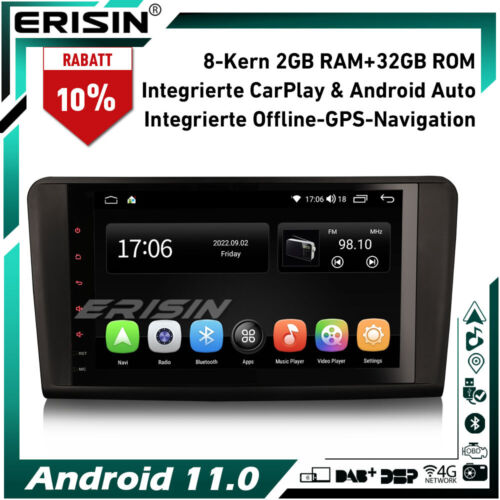 8-Kern CarPlay Android 11 Autoradio GPS Navi für Mercedes ML/GL-Klasse W164 X164 - Bild 1 von 12