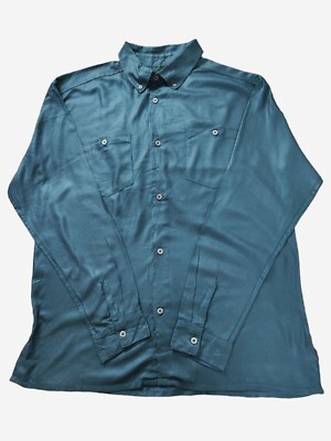 DStruct Shirt Mens Size M Navy Button Down Utility Pockets Long Sleeves Chest 44