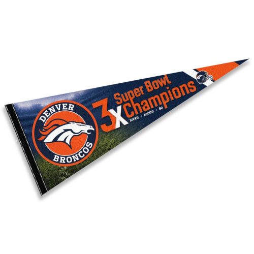 Drapeau fanion fanion des champions Denver Broncos 3 Time Bowl - Photo 1 sur 4