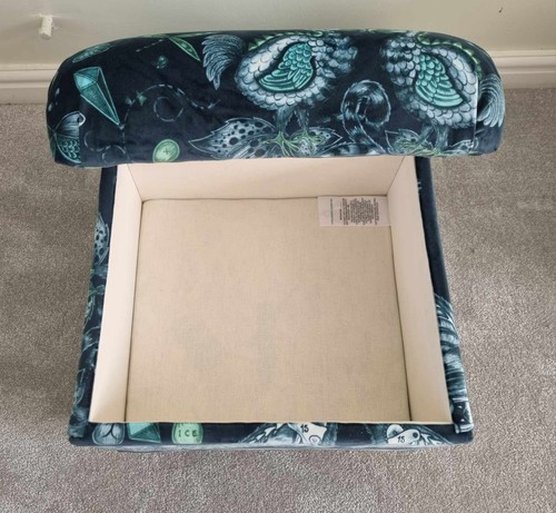 Emma J Shipley Orla Kiely Fabric Storage Footstool Pouffe Footstall Extinct Blue - Picture 70 of 148