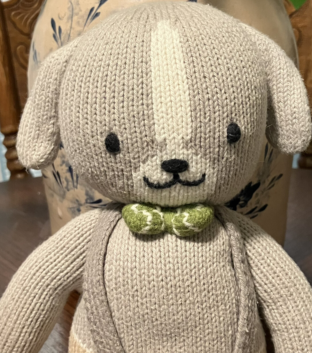 Cuddle And Kind Gray Noah Dog Knit Peru Sock 12” Plush Green Tie Suspenders 52 eBay