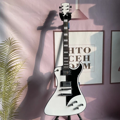 White Firebird Electric Guitar Solid HPL Fretboard HH Pickups Black Pickguard