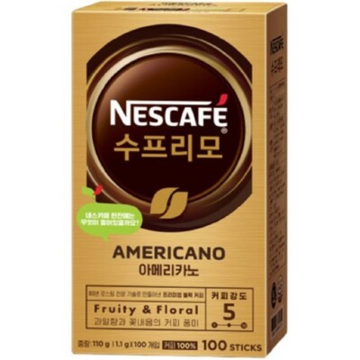 New NESCAFE Supremo Americano Arabica Korean Instant Coffee Mix 1.1g 100 Sticks