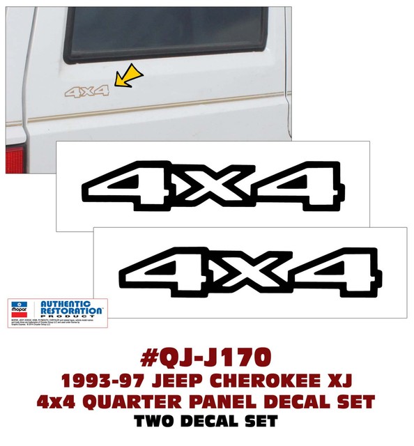 QJJ170 199397 JEEP CHEROKEE XJ 4x4 QUARTER DECAL SET 2 DECALS LICENSED eBay