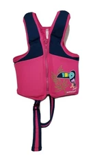 Swim School Swim Vest Girls Ages 4-6 Up to 50 lb Pink Blue Pelican Zip Up UPF 50