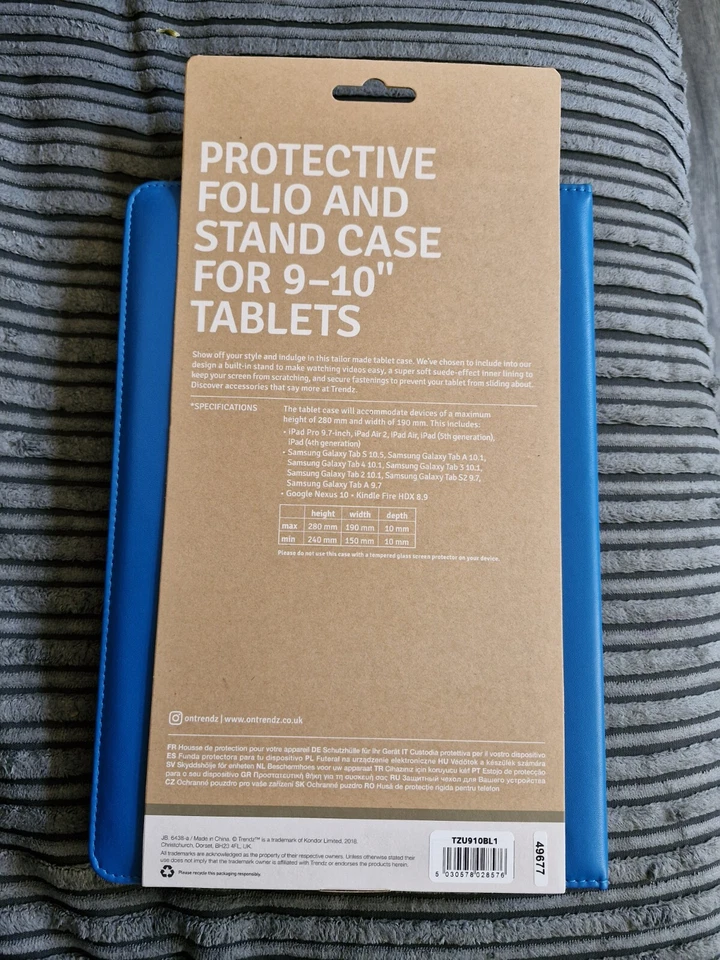 Trendz 9-10" Folio & Stand Tablet Cover for Samsung Galaxy Tabs & iPad Air Pro - Image 2 of 4