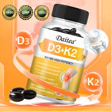 Vitamin K2 D3 Supplement | 120 Capsules | 300mcg K2 MK7 & 5000 IU D3