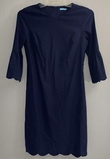 J. Mclaughlin Dress Women’s Size 6 Elle Scalloped Hem Navy Blue Office Career