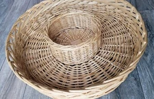 Wicker Woven Rattan Chip And Dip Serving Platter Tray VGUC