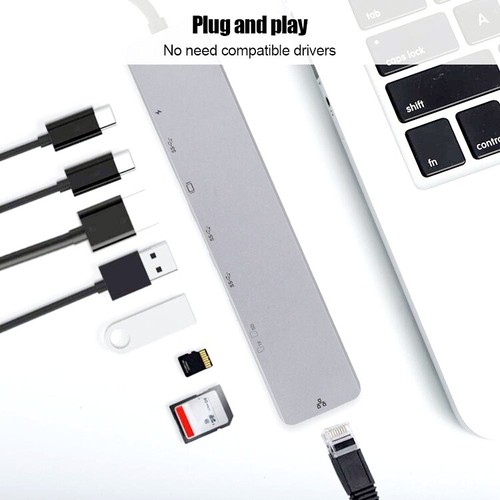 8 in 1 USB-C HUB Type-C USB Multi 3.0 4K HDMI RJ45 Ethernet Micro SD TF OTG - Picture 7 of 11
