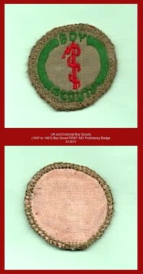 UK / Kolonial Pfadfinder weißer Rücken 1947-1967 ERSTE HILFE Eignungsabzeichen §